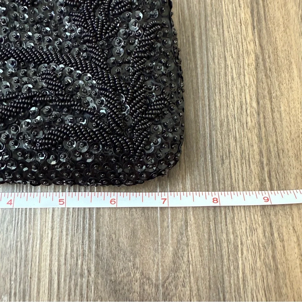 VTG Handmade Black Beaded Clutch‎ Made in British Hong Kong *READ*
